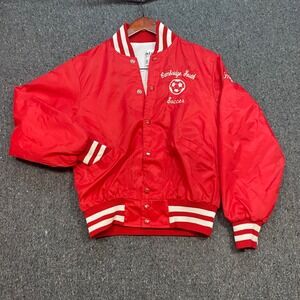 DeLong Varsity Jacket Sz XL Youth Red Skater Cambridge Soccer Bomber USA Made